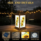 Solar Lantern Outdoor Waterproof Sunflowers Bouquet Watercolor Hand Painted Garden Decor LED Hanging Solar Lights Tabletop Lamp Gifts for Women Mom Outside Yard Patio Porch - Image 2