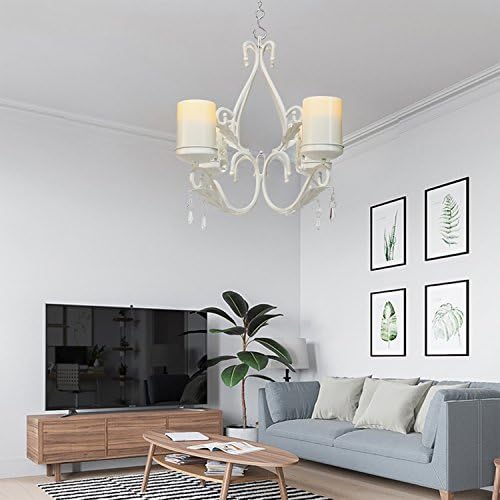 3 in 1 Lighting Chandelier, Metal Wall Sconce Set of 2, Table Centerpiece for Indoor or Outdoor, Chain and Candles Included, White - Image 3