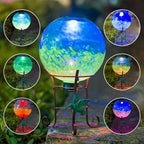 10" Diameter Solar Color-Changing Gazing Ball with Metal Stand - Image 2