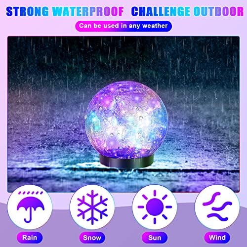 Tuanse 4 Pack Solar Globe Lights Cracked Glass Garden Yard Decor(4.7 in,Multicolor) - Image 4