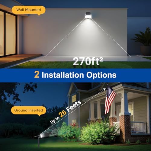 LETMY Solar Spot Lights Outdoor Waterproof with Bigger LED, 6 Pack Auto ON/OFF 135°Adjustable Solar Lights Outdoor, 2-in-1 Wall Lights & 2 Modes Landscape Spotlights for Tree Yard Pathway Garden Decor - Image 3
