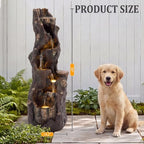 39.0" Tall Outdoor Water Fountain, 4 Tier Cascading Bowls and Stacked Water Fountain with LED Lights, for Yard Décor, Backyard, Patio and Deck (39.0'') - Image 3