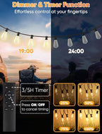 Brightever LED Outdoor String Lights with Remote, 100FT Commercial Grade Waterproof Outdoor Patio Lights, 30+2 ST38 Dimmable Edison Bulbs, 2700K Warm White Rope Light for Outside, Low Voltage 24V - Image 4