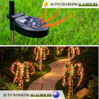 Solar Garden Lights Outdoor Waterproof, 4 Pack Solar Flower Lights Outdoor with Red Eucalyptus Flowers & 2 Lighting Modes, Decorative Solar Lights Outdoor for Yard Patio Lawn Decor, Gifts - Image 3