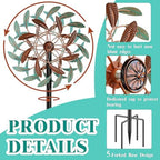 360° Wind Spinners Outdoor, Wind Sculptures Windmill with Metal Stake, Kinetic Large Metal Yard Art Decor Spinners Pinwheels for Garden Outside Patio Lawn - Image 3