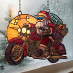 Cool Santa Riding Motorcycle Acrylic Suncatcher - Image 3