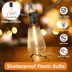 Brightever 150FT Outdoor Lights with Remote, 2700K/4000K/5000K Selectable LED String Lights for Outside with 75+2 ST38 Shatterproof Edison Bulbs, 3 Modes Dimmable Waterproof Hanging Lights for Patio - Image 6