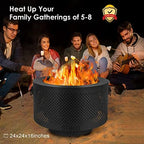 24 Inch Smokeless Fire Pits for Outside with Portable Carrying Storage Bag, Low Smoke Outdoor Fireplace for Bonfire Picnic Backyard on Beach, Black, XL - Image 6