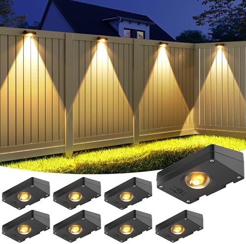 VOLISUN Solar Fence Lights Outdoor 8 Pack, 3 Color Temperatures Solar Light by VOLISUN
