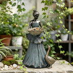 DiliComing Fairy Garden Statue Bird Feeder - 14" Resin Outdoor Decor - Image 2