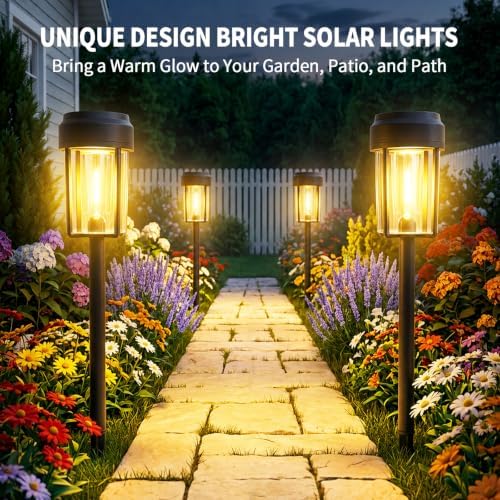 Solar Pathway Lights Outdoor, IP65 Waterproof Solar Powered Garden Lights, Auto On/Off Outdoor Light for Yard Lawn Garden Patio Walkway Driveway Landscape Lighting (6 Pack) - Image 5