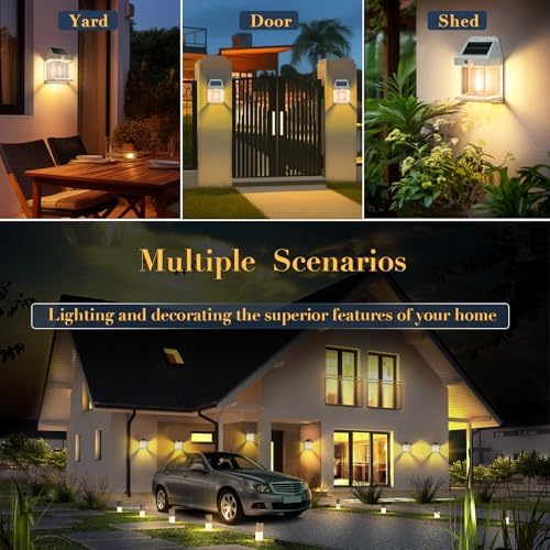 2 Pack 8.2" H Outdoor Solar Wall Lights Sconce Fixtures, White - Image 3