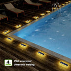 DetarZinLED Solar Step Lights Outdoor IP68 Waterproof 4 Pack Warm White Bar - Image 6