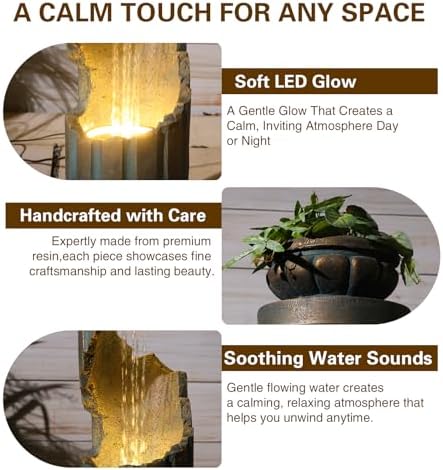 Sunlinua Modern Spiral Outdoor Water Fountain with LED Light - Image 3