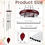 Yahenda 6 Pcs 28 Inch Rustic Wind Chimes for Outside Deep Tone Wind Chimes with 6 Aluminum Tubes Memorial Coolest Windchimes Outdoors for Farmhouse Garden Patio Home Decor (Redwood, Sliver) - Image 2