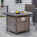 Nuu Garden Propane Fire Pit Table, CSA Certified 30 Inch 50,000 BTU Outdoor Propane Gas Cabinet Square Fire Pit Table, Iron Tabletop, Rattan and Iron Frame, with Lid and Fire Glass Beads, Black - Image 4