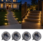 Real Glass Solar Ground Lights, Stake or Wall Mount 2-in-1, 4 Pack by OPOIRA