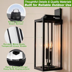 Extra Large 24 Inch Outdoor Wall Lights, Dusk to Dawn Sensor, Black, 2-Pack - Image 4