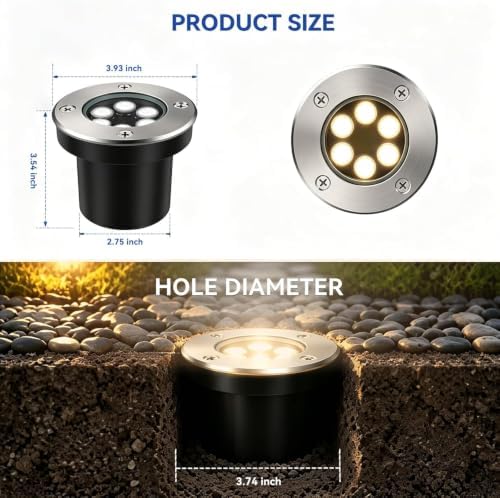 JESLED 12 Pack Outdoor Landscape Lights, Low Voltage In Ground Well Lights - Image 3