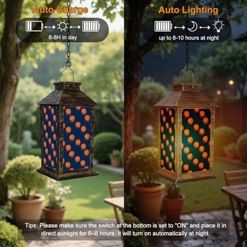 Solar Lantern Outdoor Garden Hanging Lantern Basketball Dark Blue Waterproof Solar Powered Lighting Outside Table Lamp for Patio Deck Yard Camping - Image 4