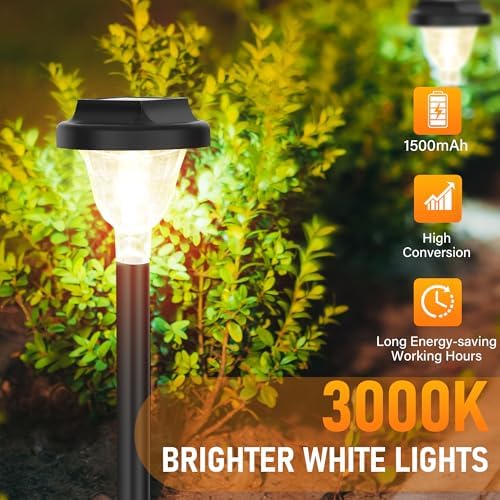 Siatom Solar Pathway Lights 10 Pack, Bright Solar Path Lights Outdoor Waterproof IP65, Walking Path Solar Lights for Outside, Garden, Lawn, Walkway, Yard (Warm White) - Image 3