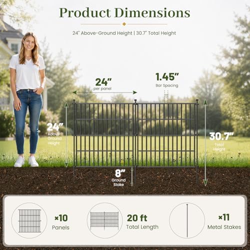 No Dig Garden Fence Outdoor for Yard, 24in (H) x 20ft(L) - Image 2