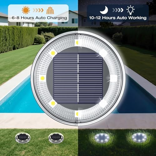 vighep Mini Solar Ground Lights 24 Pack, 2.2-Inch Solar Disk Lights Outdoor - Image 4