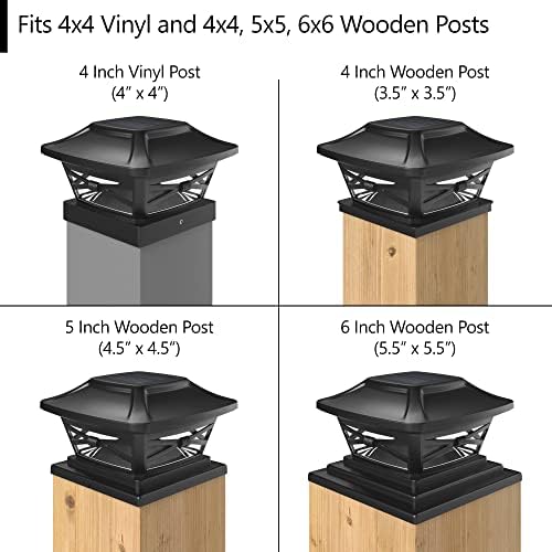 Davinci Lighting Renaissance Solar Outdoor Post Cap Lights - Includes Bases for 4x4 5x5 6x6 Posts - Bright LED Light - Slate Black (2 Pack) - Image 4