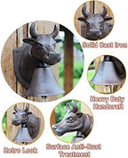 Heavy Duty Cast Iron Wall Bell, Wall Mounted Dinner Bell Metal Wall Art Decoration for Indoor Outdoor Garden Home, Bull Head Design - Image 7