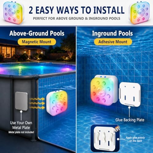 HL Pool Lights with Remote,Submersible LED Light with Spotlight,RGB Rechargeable Floating Light,Waterproof Underwater lamp for Above Ground Inground Swimming Pool,Hot Tubs,Ponds,Fountain Decor 2 Pack - Image 2