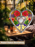 KY&BOSAM Memory Gifts Heart Suncatchers Pressed Flowers Stained Glass - Image 6