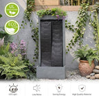 Sunlinua 59H Modern Outdoor Water Fountain with LED Light Garden Cascading Waterfall Feature for Indoor or Outdoor Large Water Fountain for Relaxing Garden Patio Backyard Deck Porch or Home Décor - Image 4