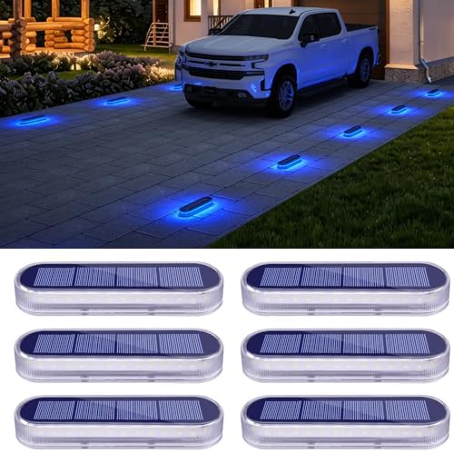 Solar Dock Deck Lights Outdoor 6Pcs Blue Solar Step Lights IP68 Waterproof by Honalia