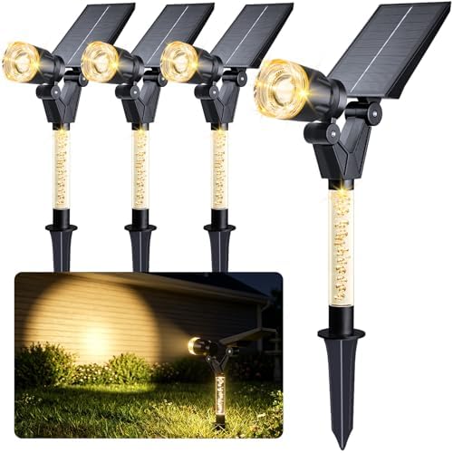 Solar Spot Lights Outdoor Waterproof Spotlights, Warm White 4 Pack by Gorrzai