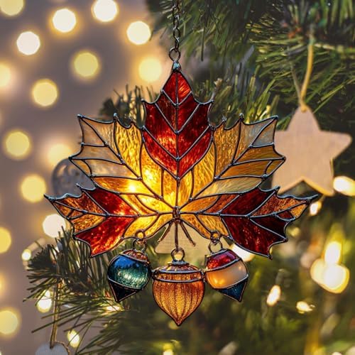 Maple Leaf and Acorn Acrylic Suncatcher - Image 6