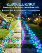 Colorful Glow in the Dark Garden Stones Night Guide Pebbles Luminous Rocks Outdoor Pathway Walkway Yard Patio Fish Tank Aquarium Stepping Decor Landscape Waterproof Solar Magical - Image 2