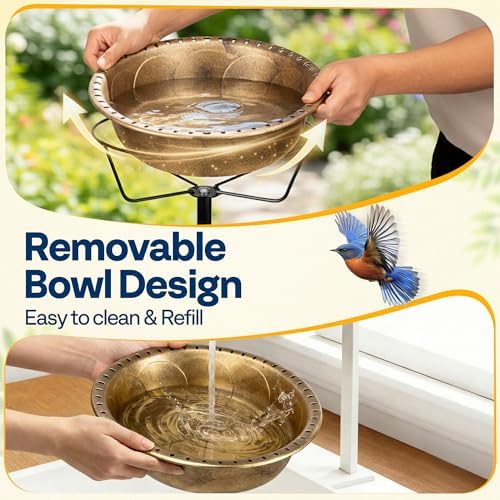 VIVOHOME Bird Bath with Solar Fountain and Metal Ground Stake, Copper - Image 4