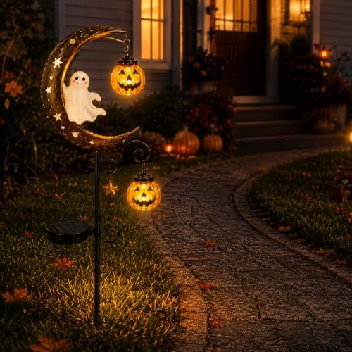 CRILEAL Solar Halloween Ghost & Pumpkin Moon Garden Stake Light by CRILEAL