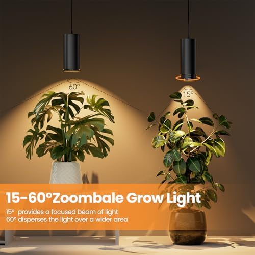 Zoomable Hanging Plant Light for Indoor Plant, Full Spectrum, Black - Image 4