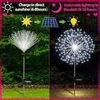 Tujoe 4 Pack Halloween Outdoor Decoration Solar Firework Lights, White - Image 3