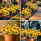 Solar Lights Outdoor Garden Decor 4 Pack Sunflower Firefly Solar Flowers - Image 2