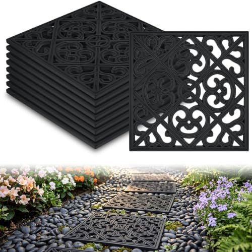 Pangda 8 Pcs Rubber Stepping Stones Outdoor, Black, Cross by Pangda