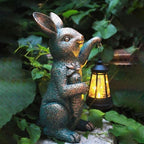 Solar Garden Statues -Rabbit Lantern Outdoor Handmade Resin Statue with LED Light, Cute Carrot Holder for Patio, Yard, Gift Ideas (rabbit2) - Image 2