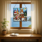 Gnome with Snow Fort Stained Glass Suncatcher – Square Hanging Window Panel for Home, Garden, Nursery, Halloween, Christmas, Memorial Day – Whimsical Glass Art Gift for Gnome Lovers l8j02f - Image 6
