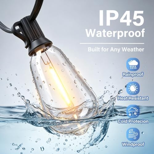 Guhope 102FT String Lights Outdoor with Waterproof Edison Bulbs 2200k - Image 3