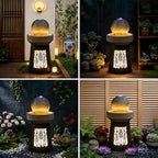 32.1" H Modern Wheat Field Outdoor Water Fountain with LED Lights and Pump, Floor Standing Waterfall Feature Outdoor Garden Fountain for Garden, Porch, Patio and Backyard Decor - Image 6