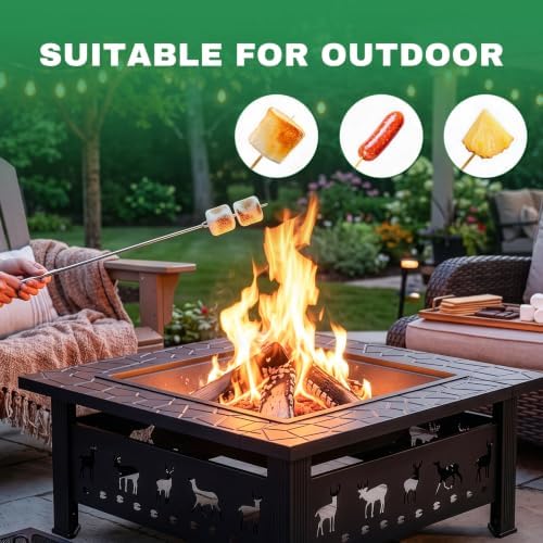 Outvita Outdoor Fire Pit, 32 Inch Square Firepit Table, Elk Cutout - Image 4