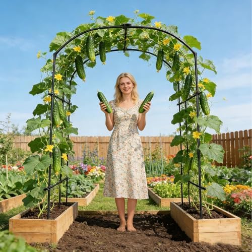 Tall Garden Arch Trellis for Climbing Plants, 87" H Metal Trellis Archway - Image 3