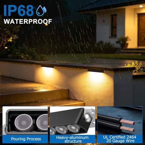 8 Inch Retaining Wall Lights Kit 5W 2700K LED Hardscape Lighting 12-Pack - Image 4