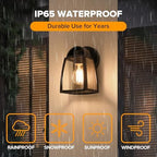 LUTEC Outdoor Wall Light Fixtures, Exterior Waterproof Wall Lantern with Clear Glass Shade, Aluminum Modern Matte Black Porch Sconce Outdoor Lighting for Garage Entryway Yard - Image 4